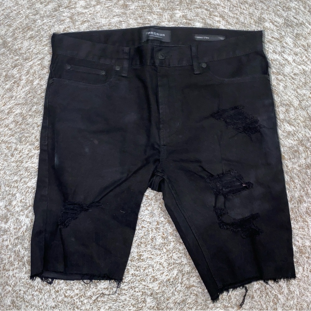 PacSun Men's Black Ripped Jean Shorts